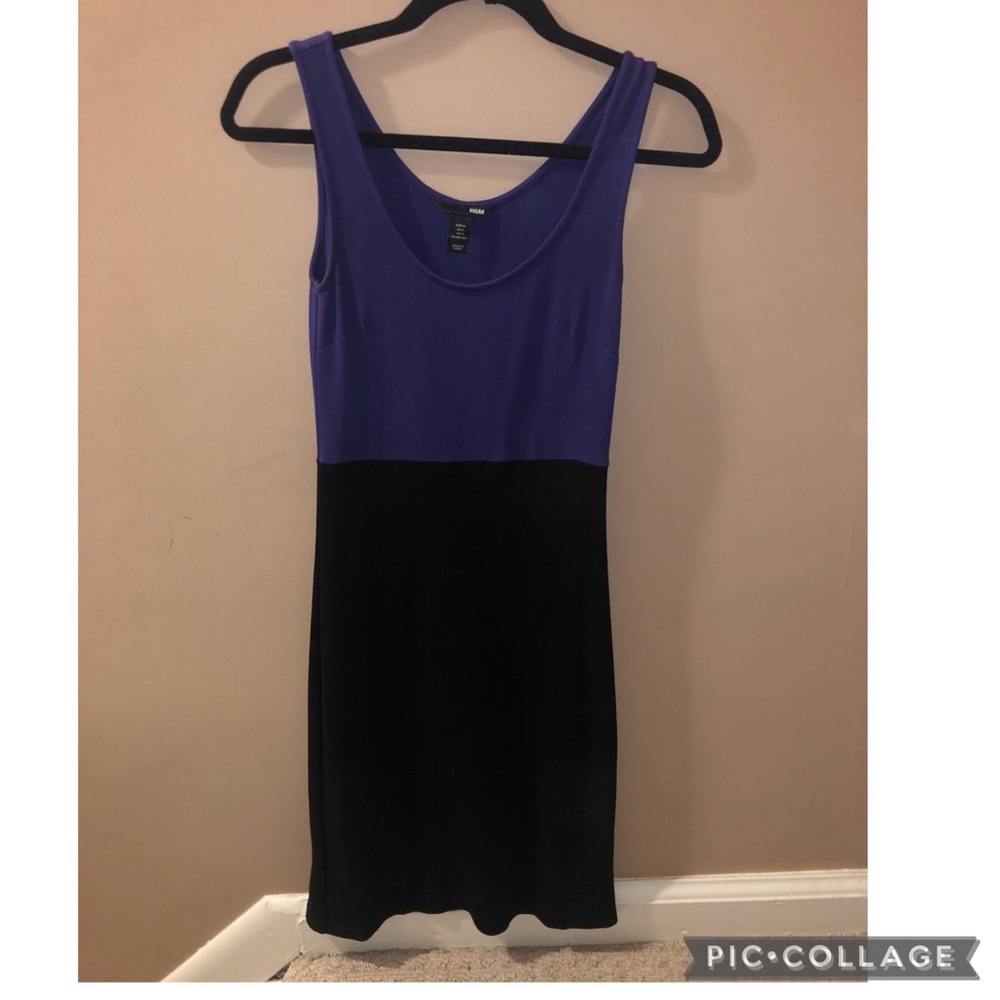 Purple and black colorblock dress